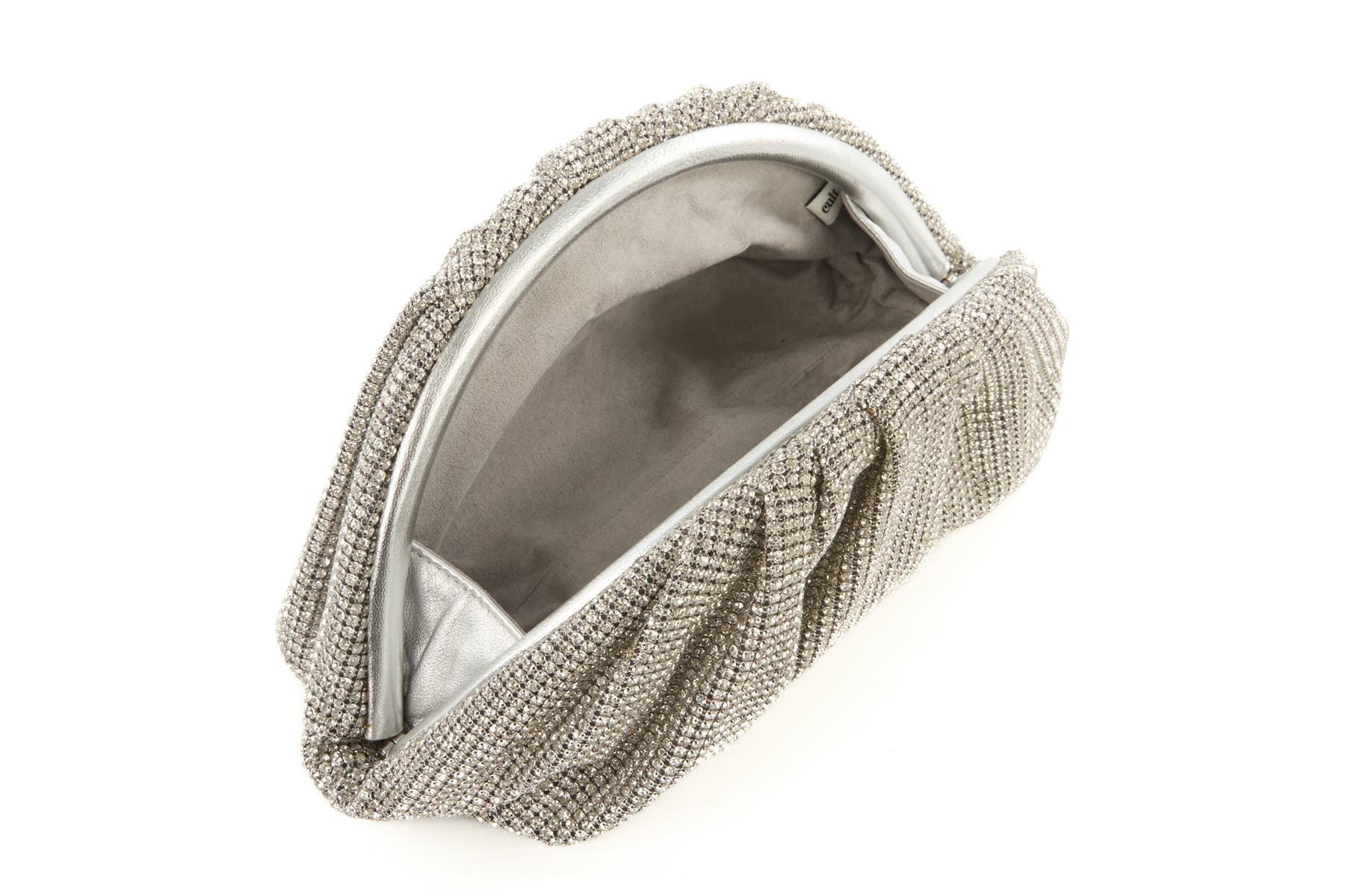 CULT GAIA SILVER JAALA CRYSTAL CLUTCH