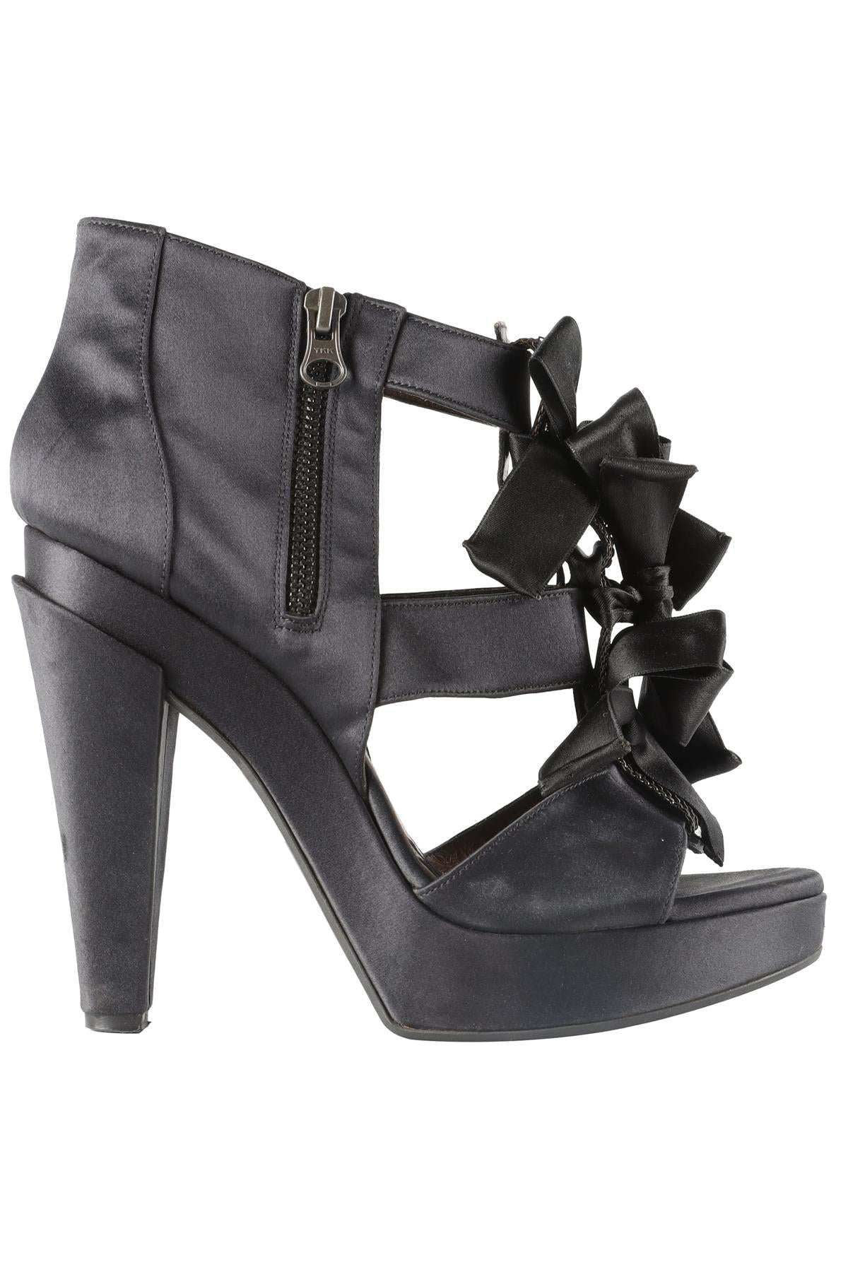 MARNI BLACK SATIN PLATFORM SANDALS EU 39 UK 6 US 9