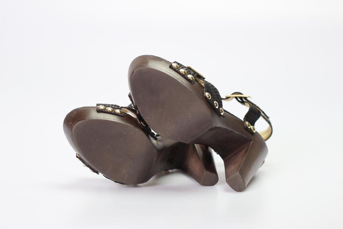 JIMMY CHOO SNAKE EFFECT LEATHER SANDALS EU 37 UK 4 US 7