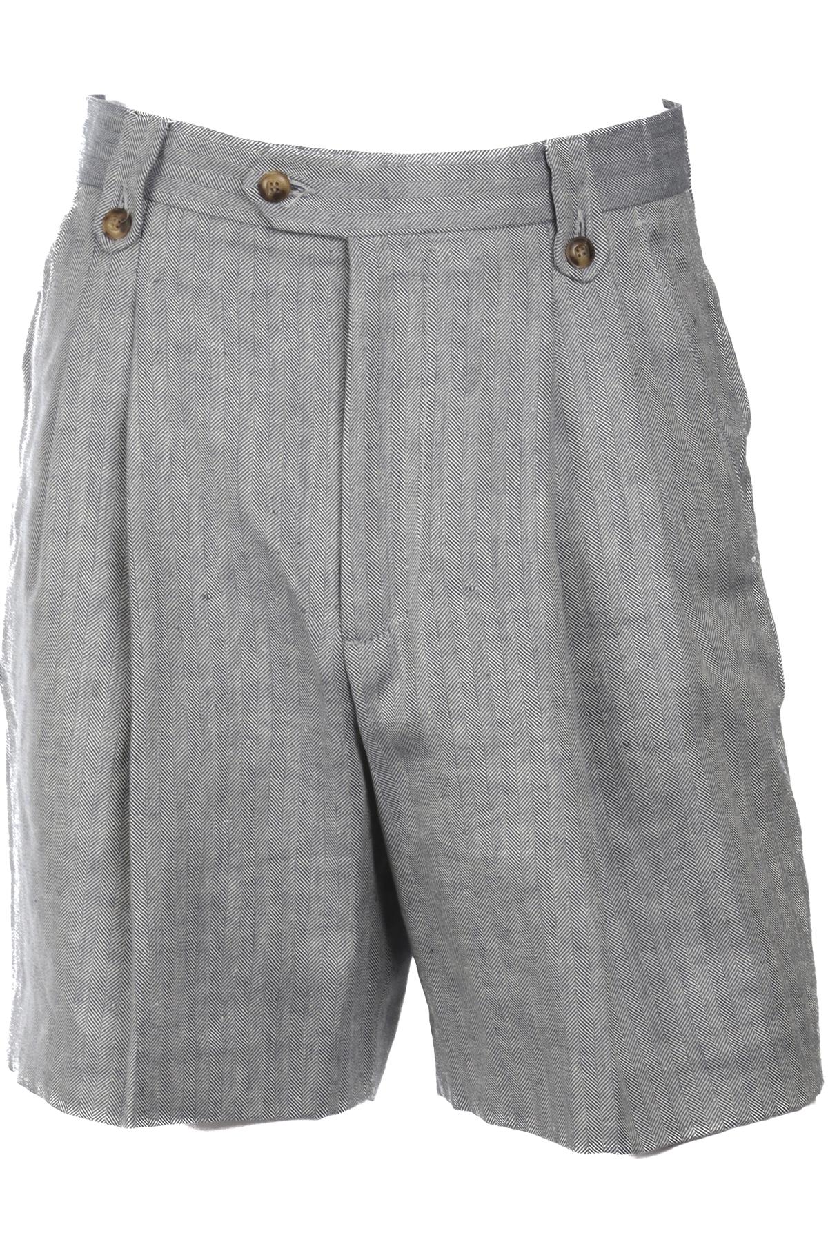 THOMAS FARTHING GREY MENS LINEN SHORTS UK 30 FR 38 IT 46
