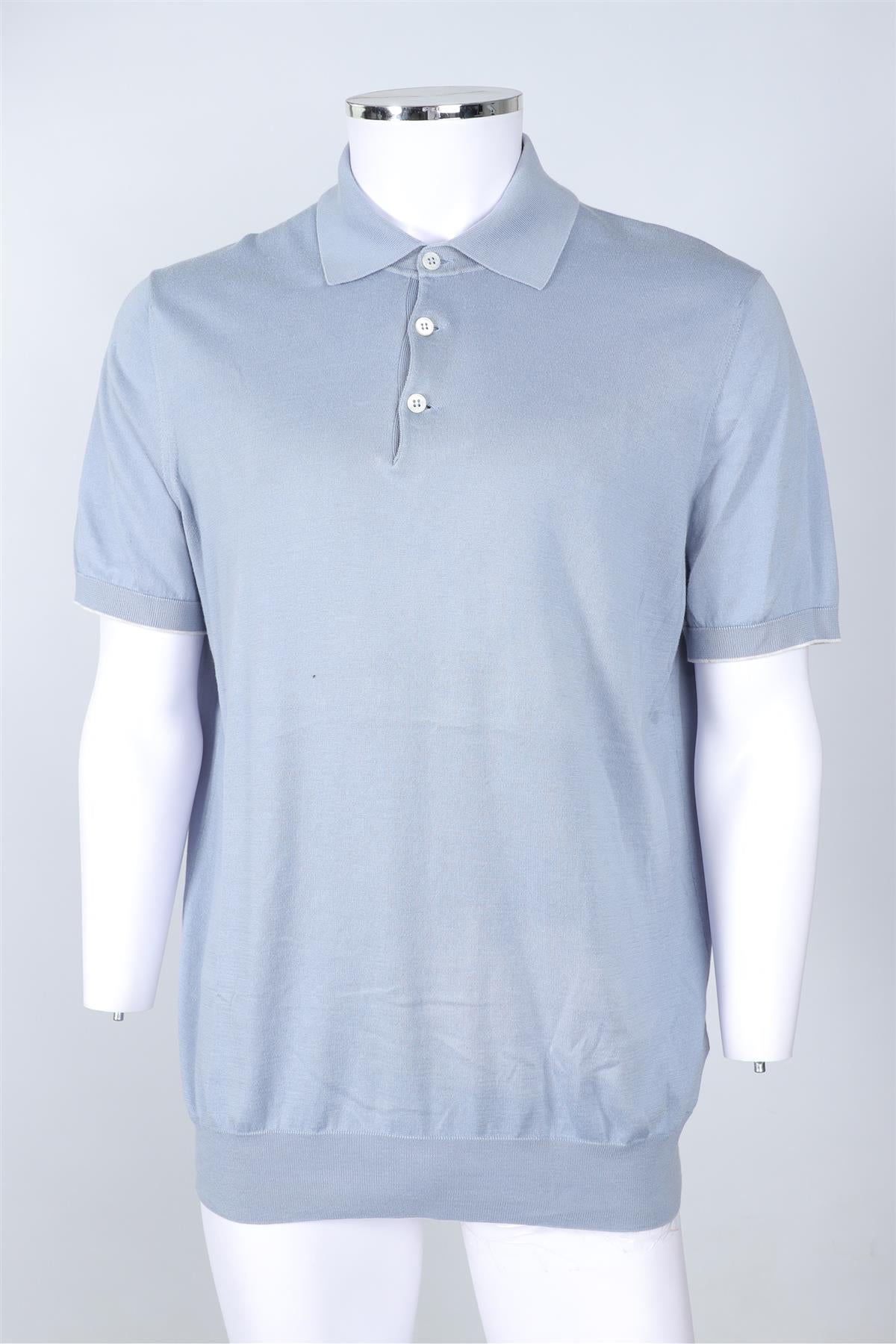 BRUNELLO CUCINELLI BLUE MEN'S COTTON POLO SHIRT IT 54 UK 44