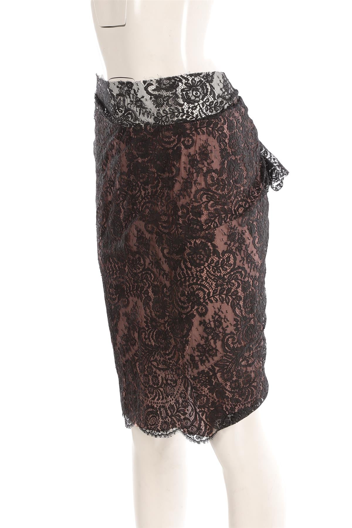 LANVIN BLACK LACE MINI SKIRT FR 40 UK 12