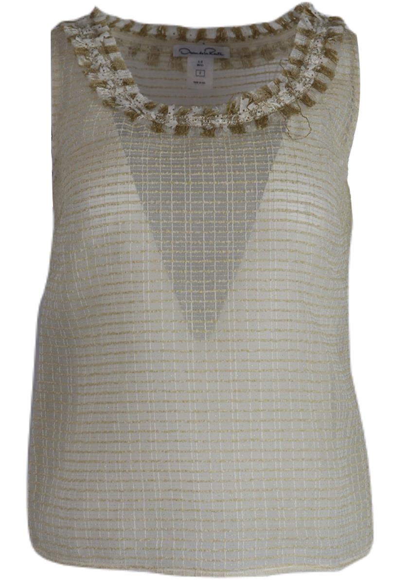 OSCAR DE LA RENTA 2012 EMBROIDERED GAUZE TOP US 2 UK 6