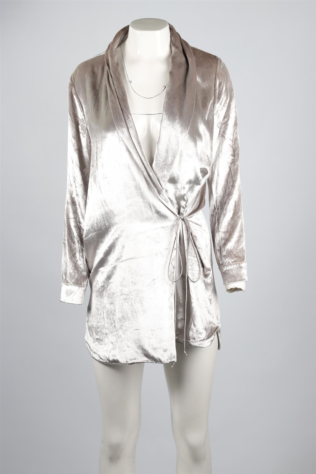 MICHELLE MASON GREY VELVET MINI DRESS US 2 UK 6