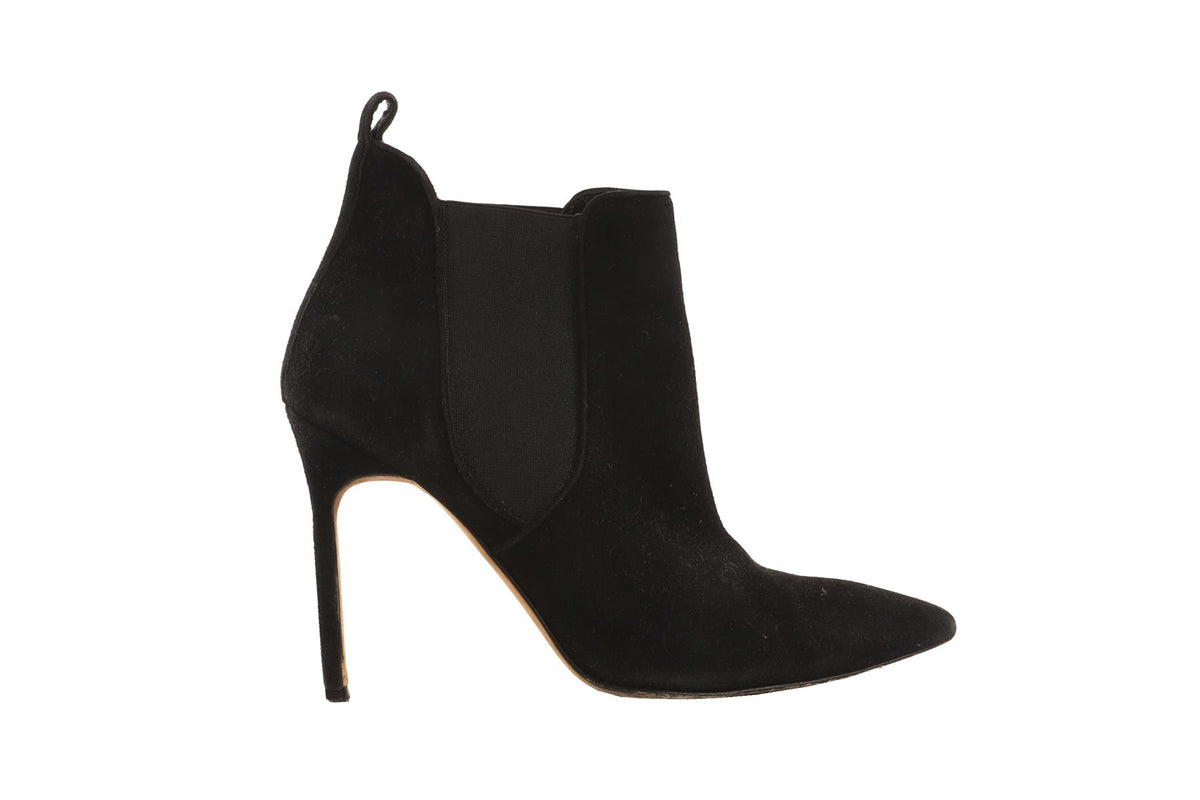 MANOLO BLAHNIK BLACK SUEDE ANKLE BOOTS EU 38 UK 5 US 8