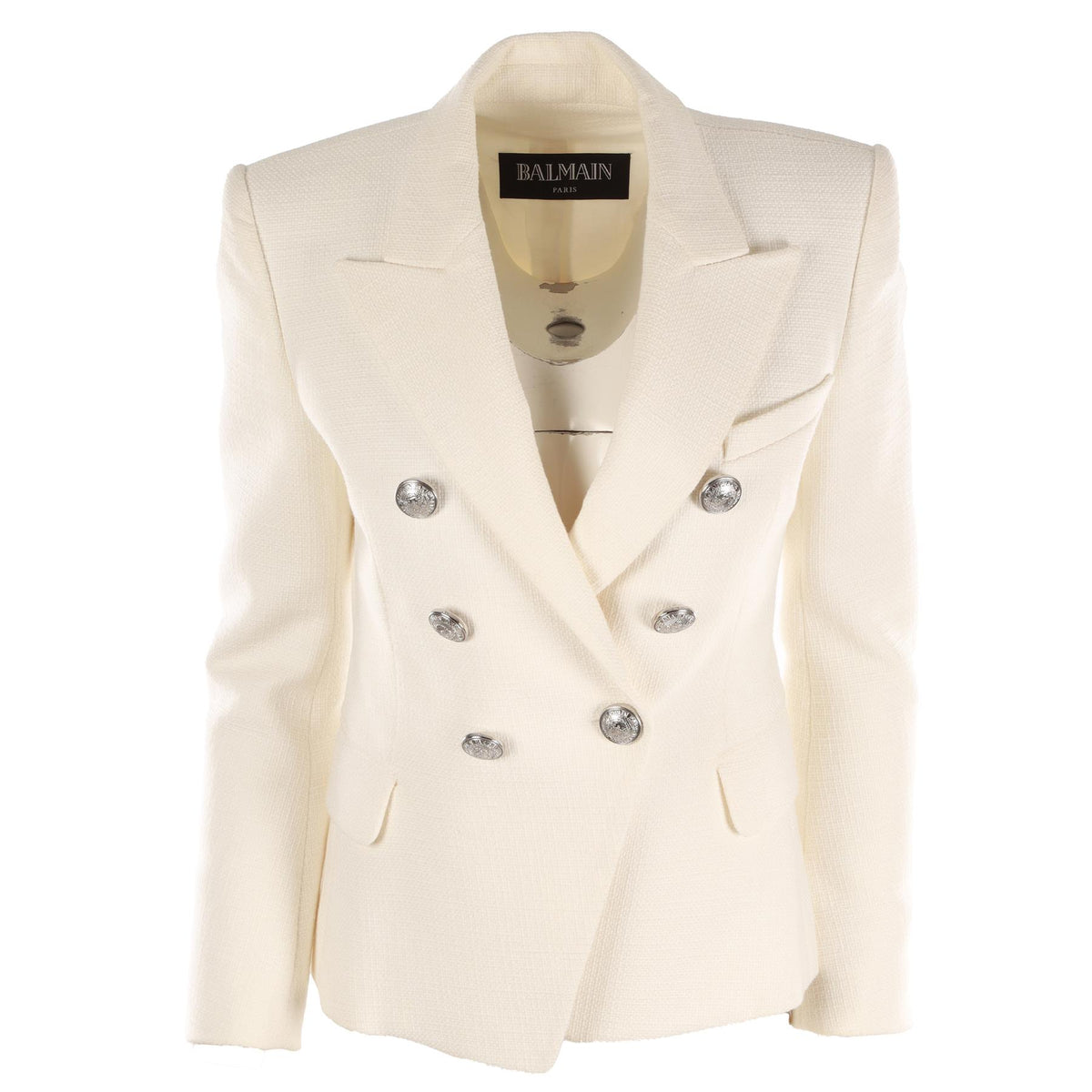 BALMAIN WHITE COTTON BLAZER FR 38 UK 10