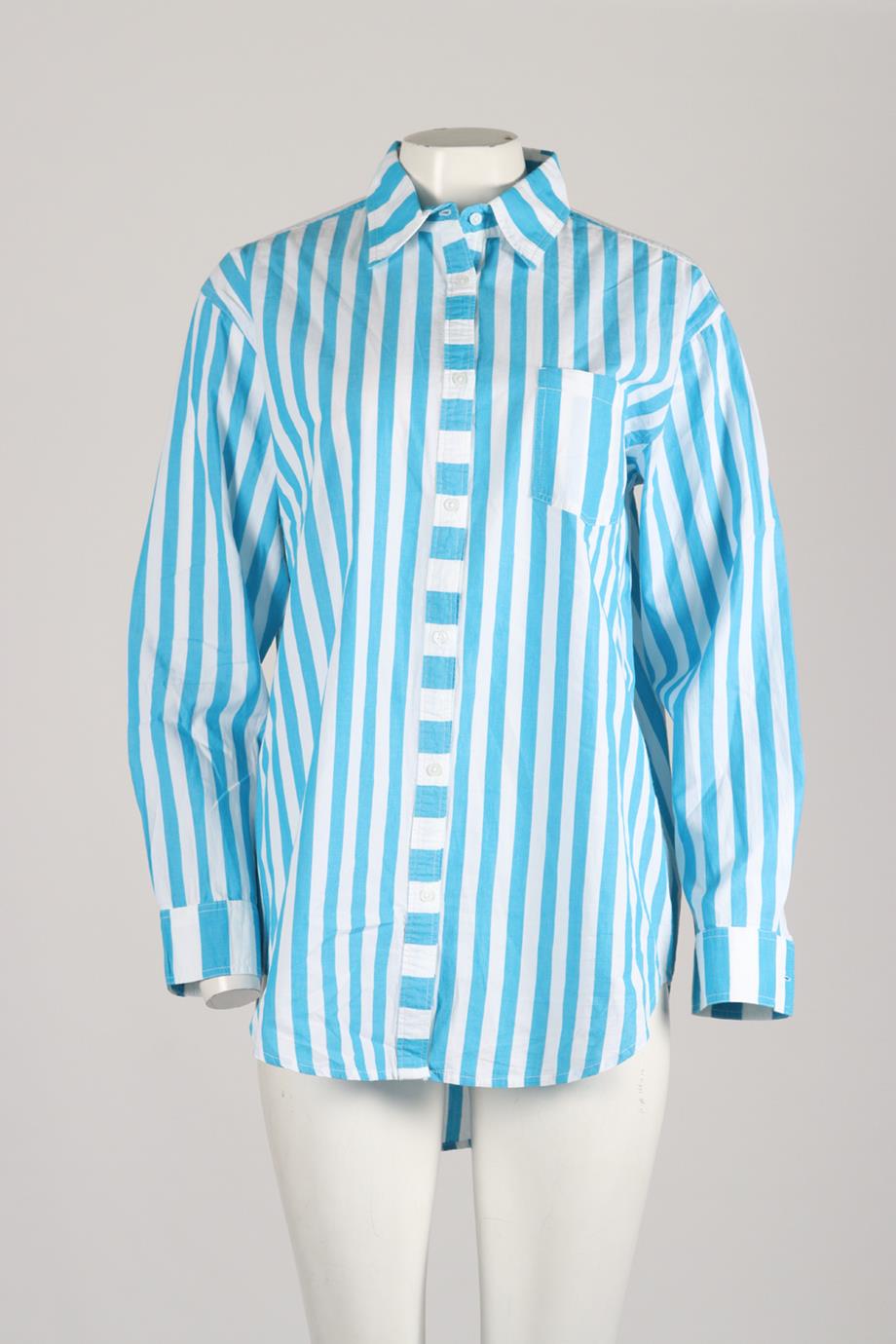 SOLID AND STRIPED STRIPED COTTON SHIRT SMALL