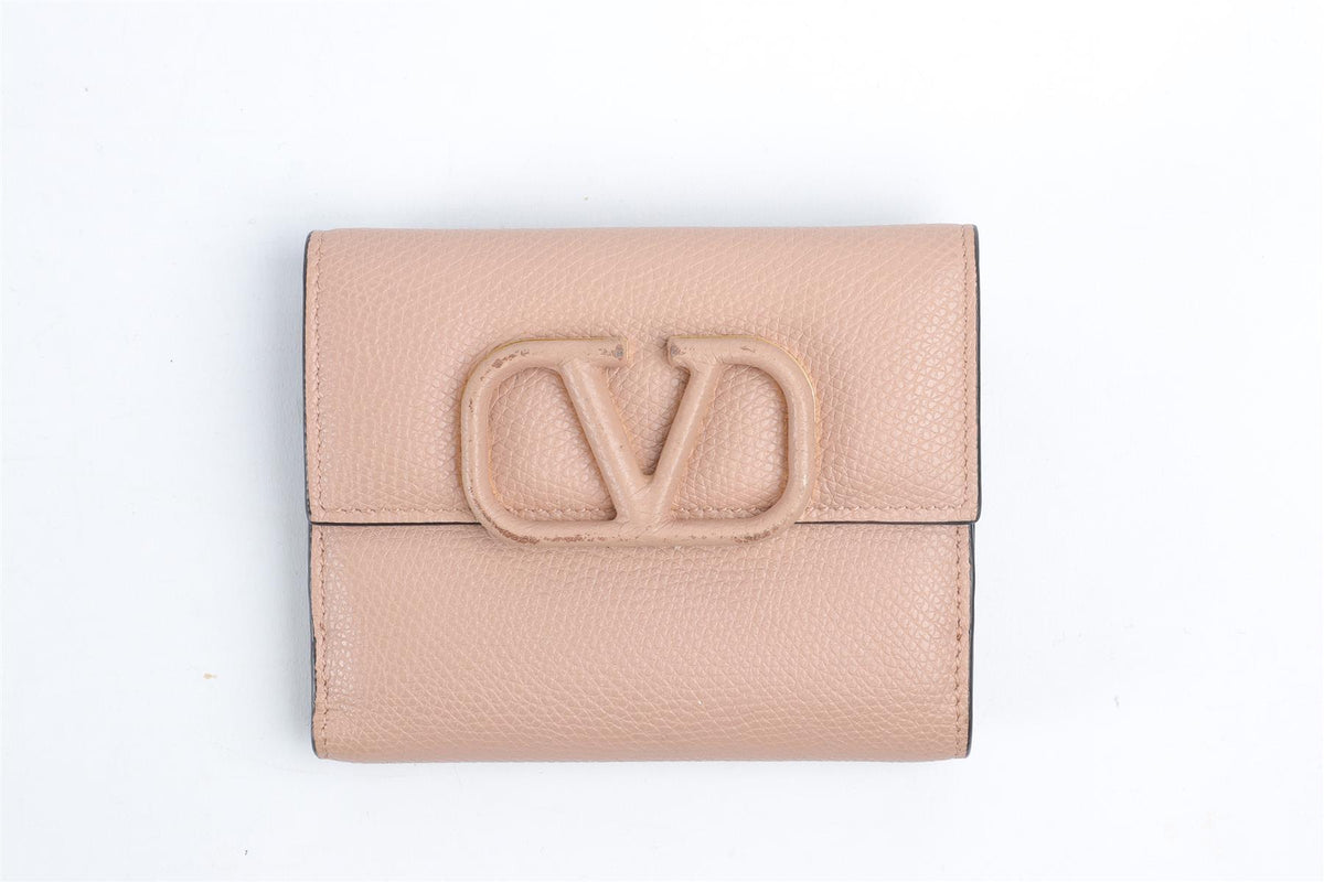 VALENTINO GARAVANI PINK VLOGO LEATHER WALLET