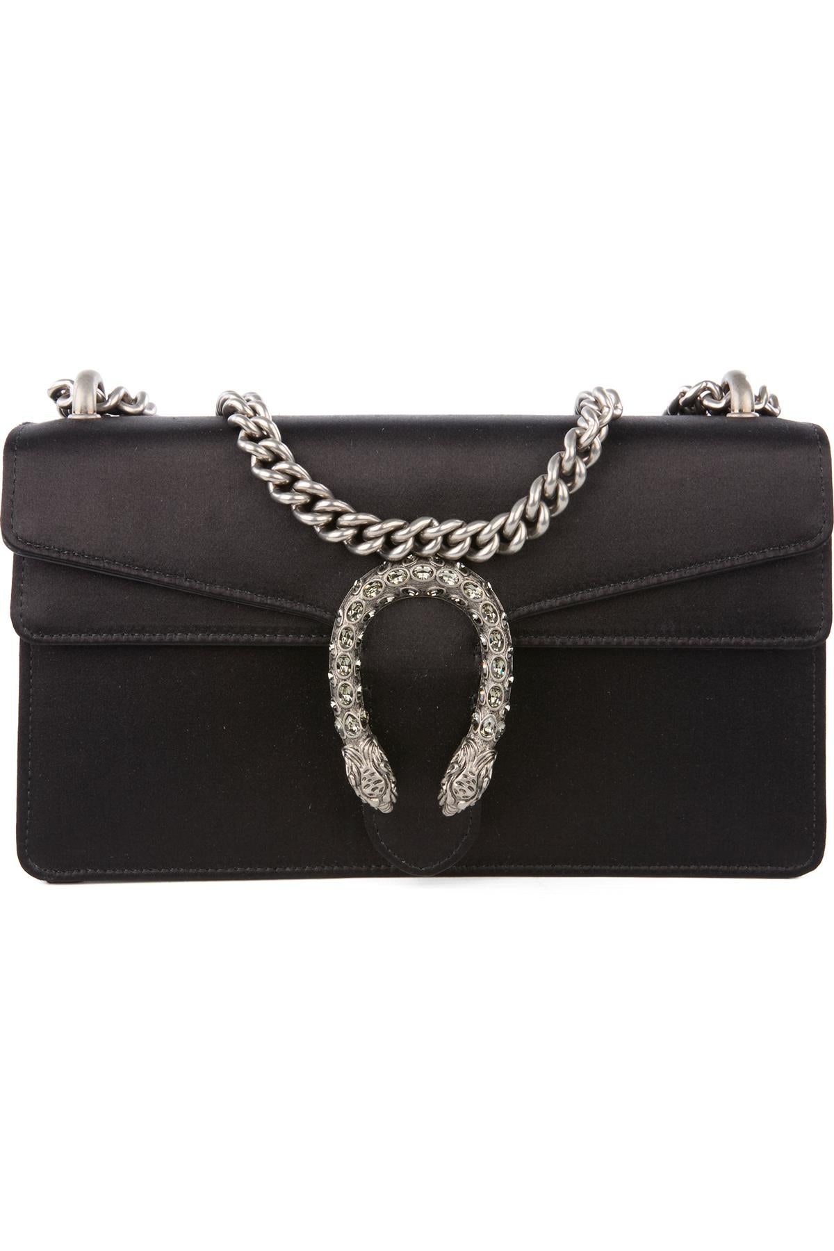 GUCCI BLACK DIONYSUS SMALL SATIN SHOULDER BAG