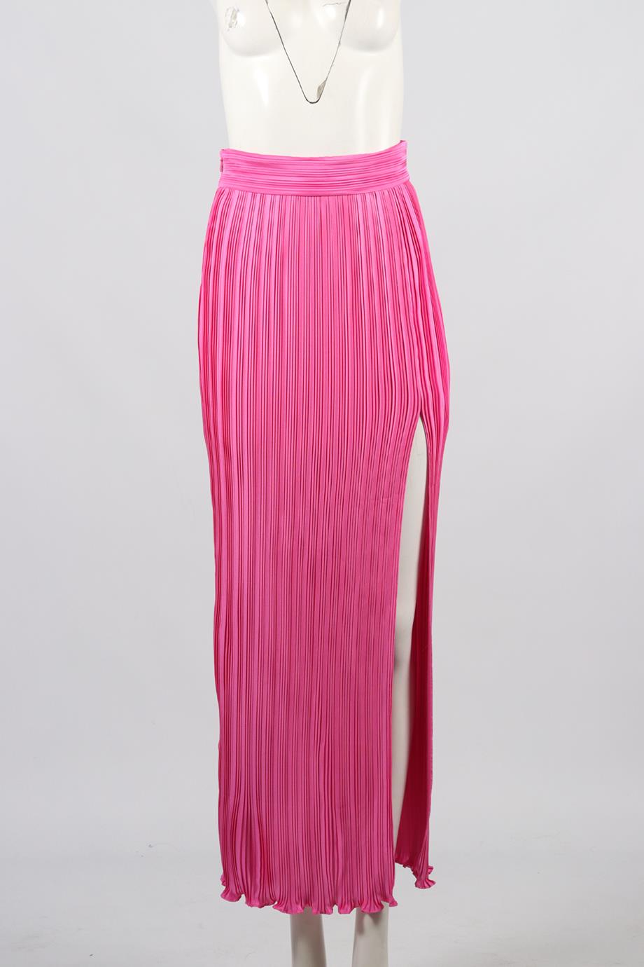 AIIFOS PLEATED SATIN MIDI SKIRT XSMALL