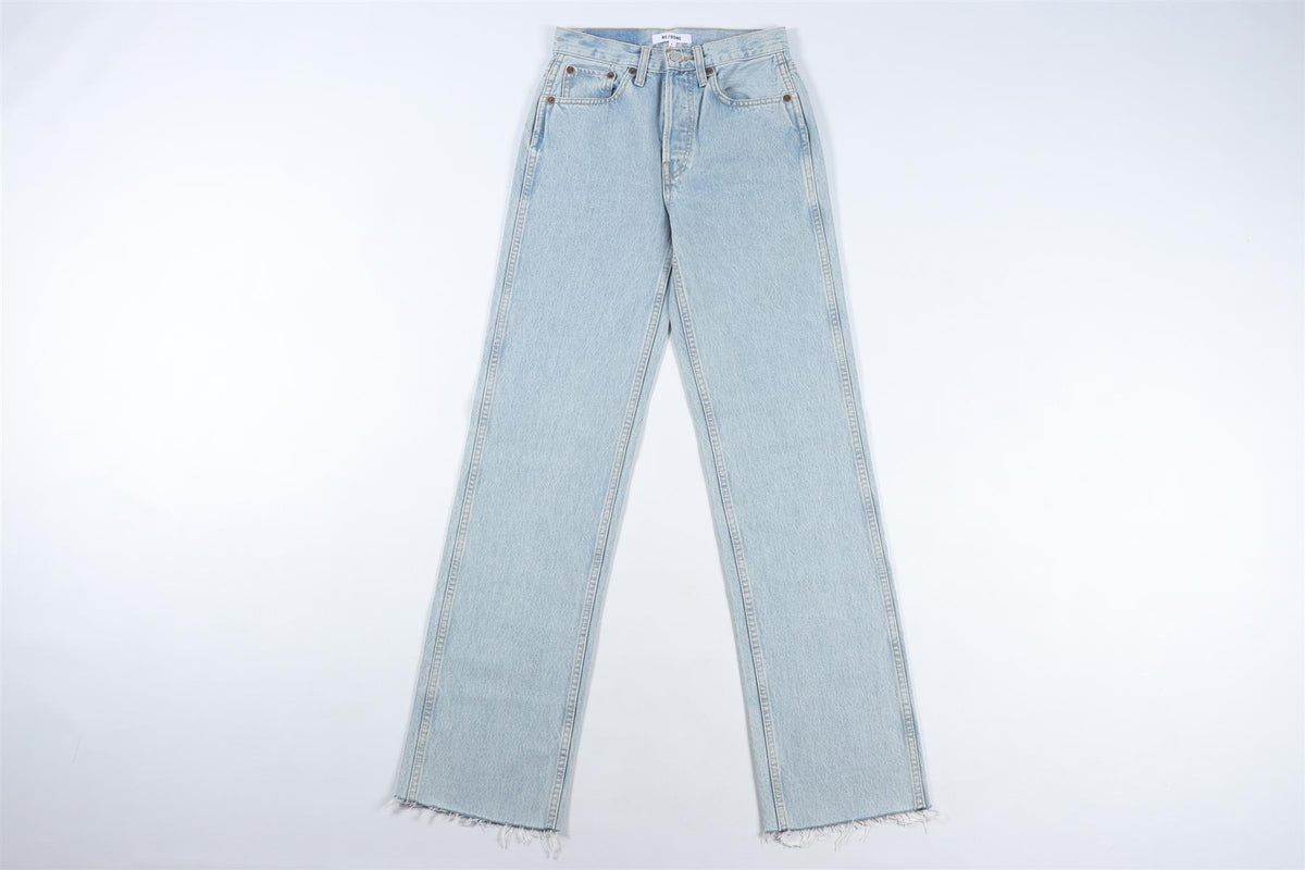 RE/DONE BLUE HIGH RISE STRAIGHT LEG JEANS W24 UK 6