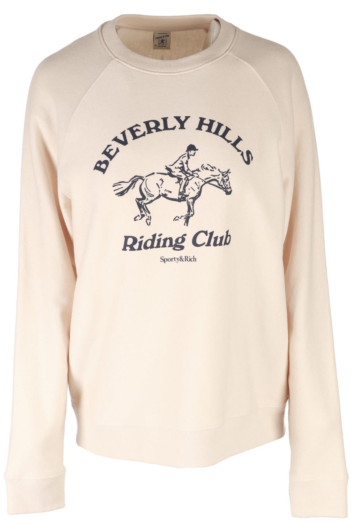 SPORTY & RICH ECRU COTTON SWEATSHIRT SMALL