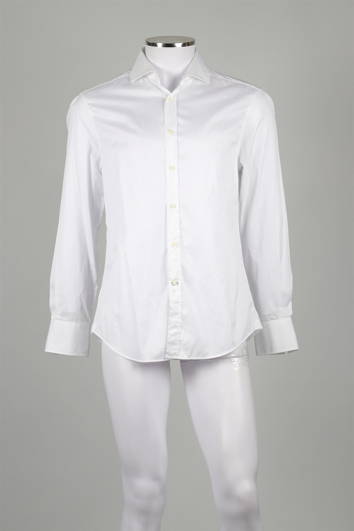BRUNELLO CUCINELLI WHITE MEN'S COTTON SHIRT MEDIUM