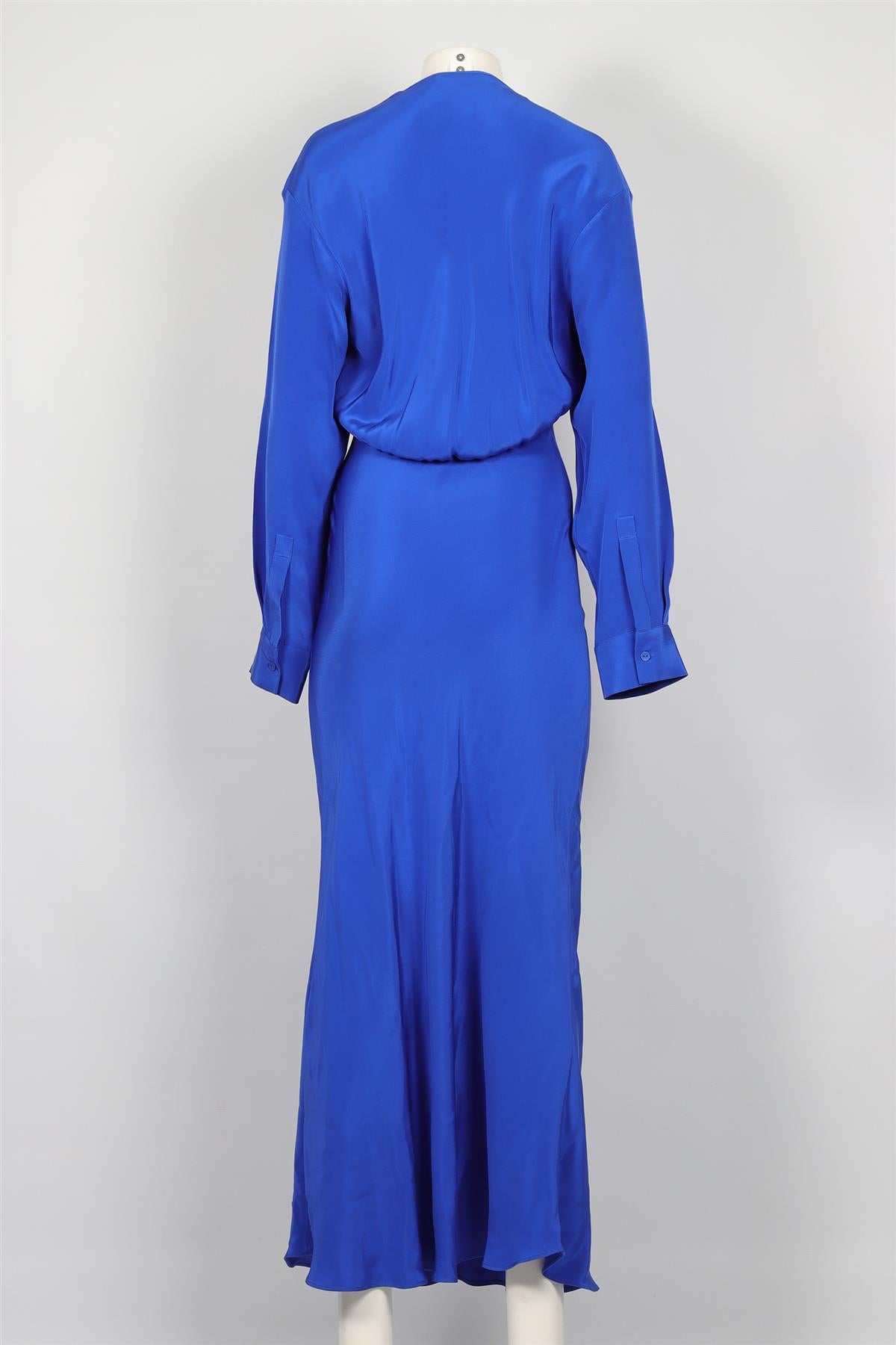 CHRISTOPHER ESBER BLUE SILK MAXI DRESS UK 8