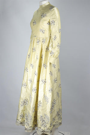 ERDEM GREEN SATIN MAXI DRESS UK 8