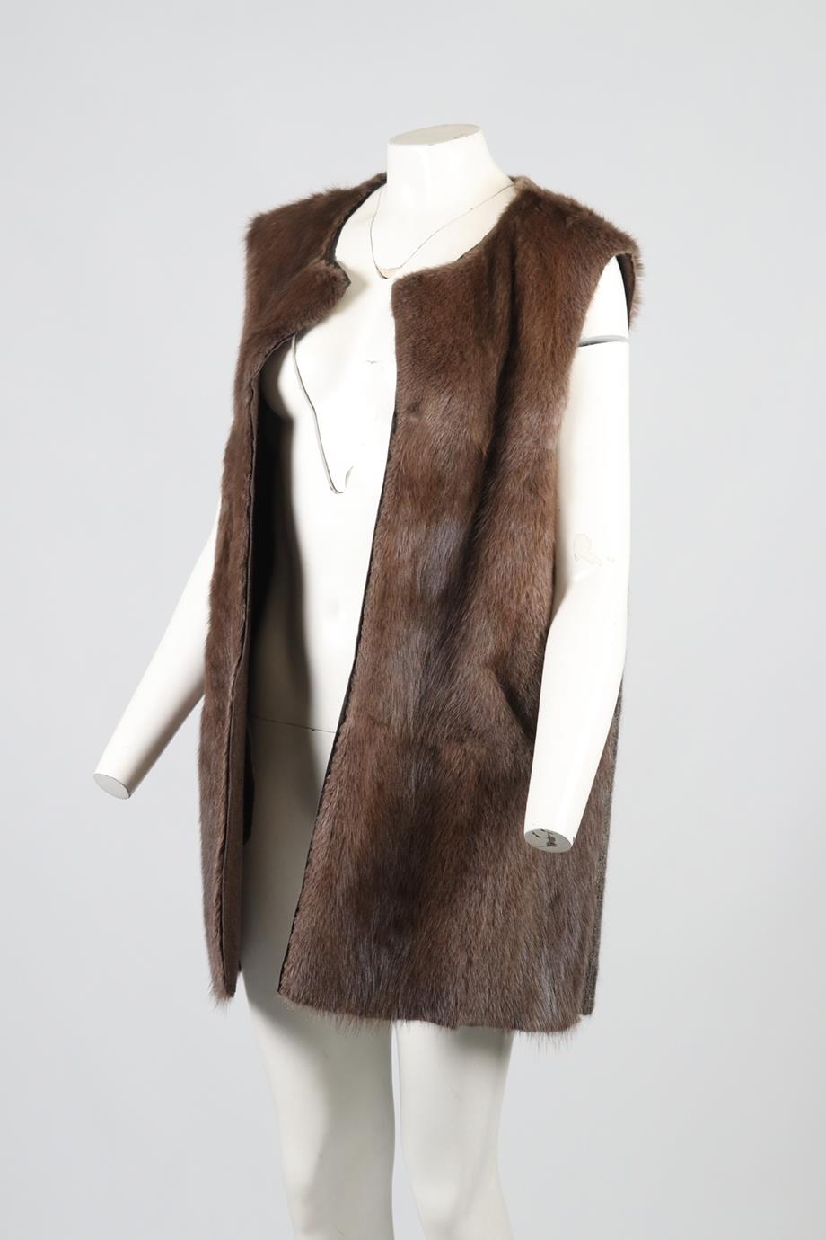 ISABEL MARANT FUR AND WOOL BLEND GILET FR 38 UK 10