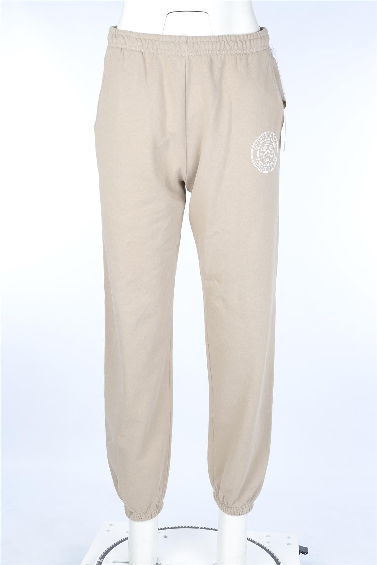 SPORTY & RICH BEIGE COTTON TRACK PANTS LARGE