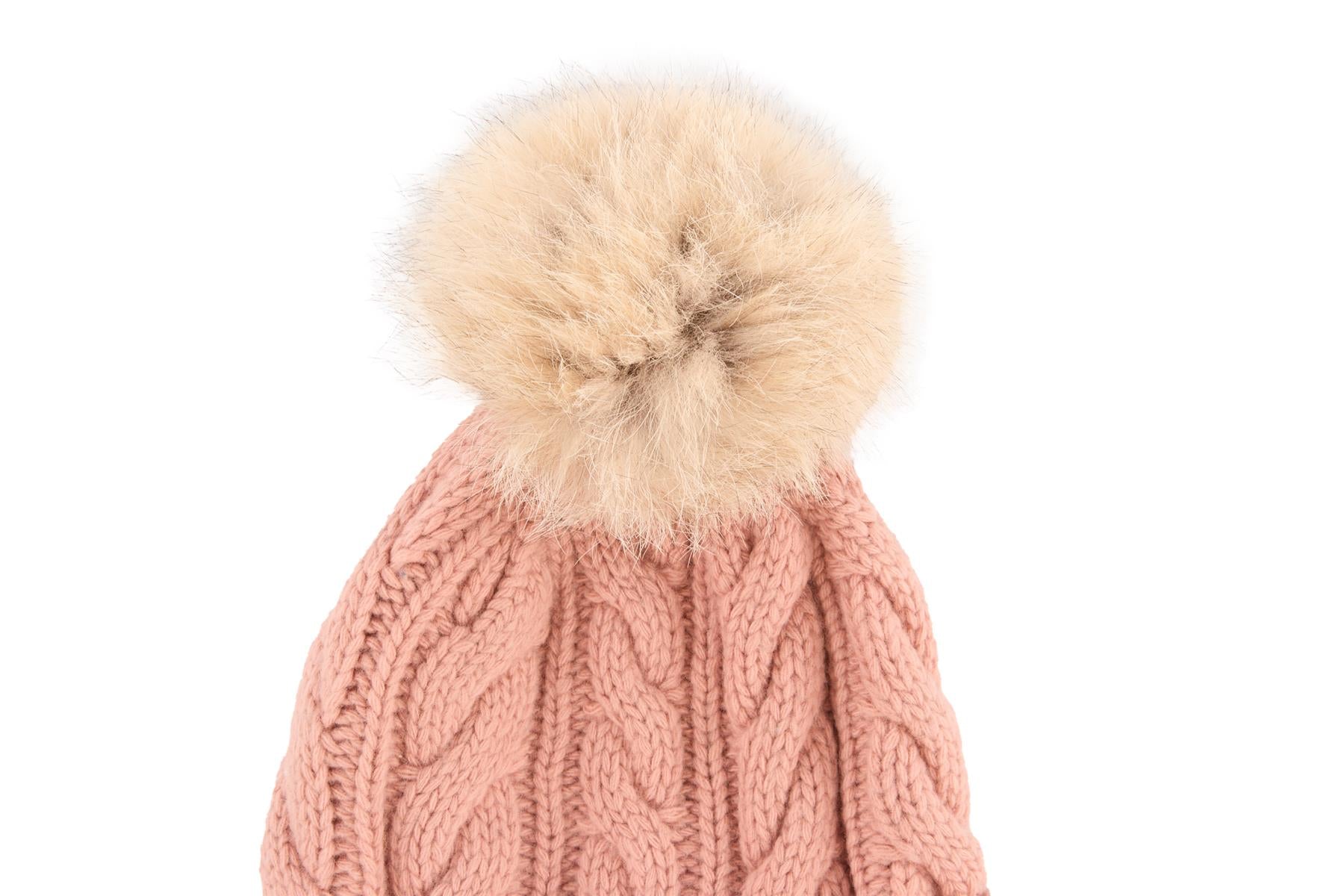 MONCLER GRENOBLE PINK WOOL BEANIE ONE SIZE