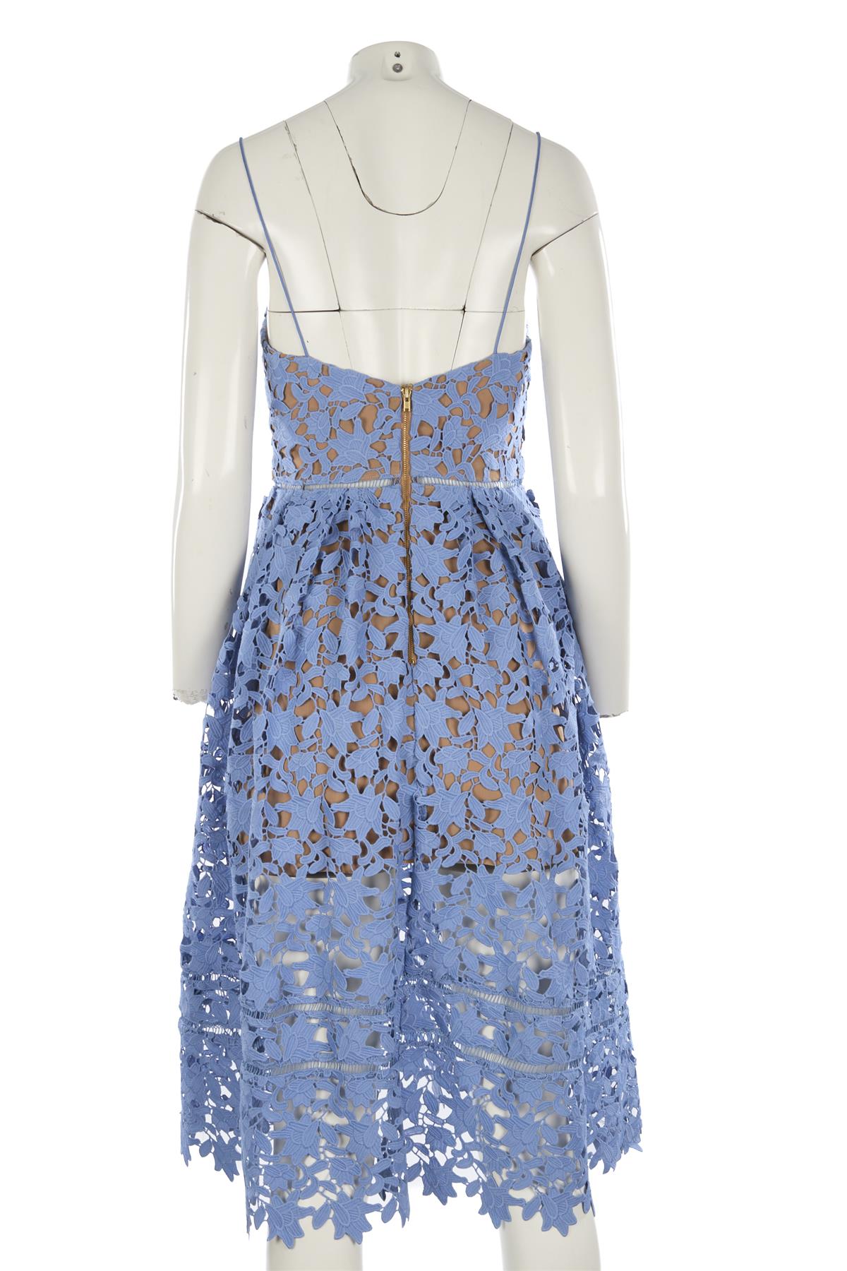 SELF-PORTRAIT BLUE CROCHET MIDI DRESS UK 10