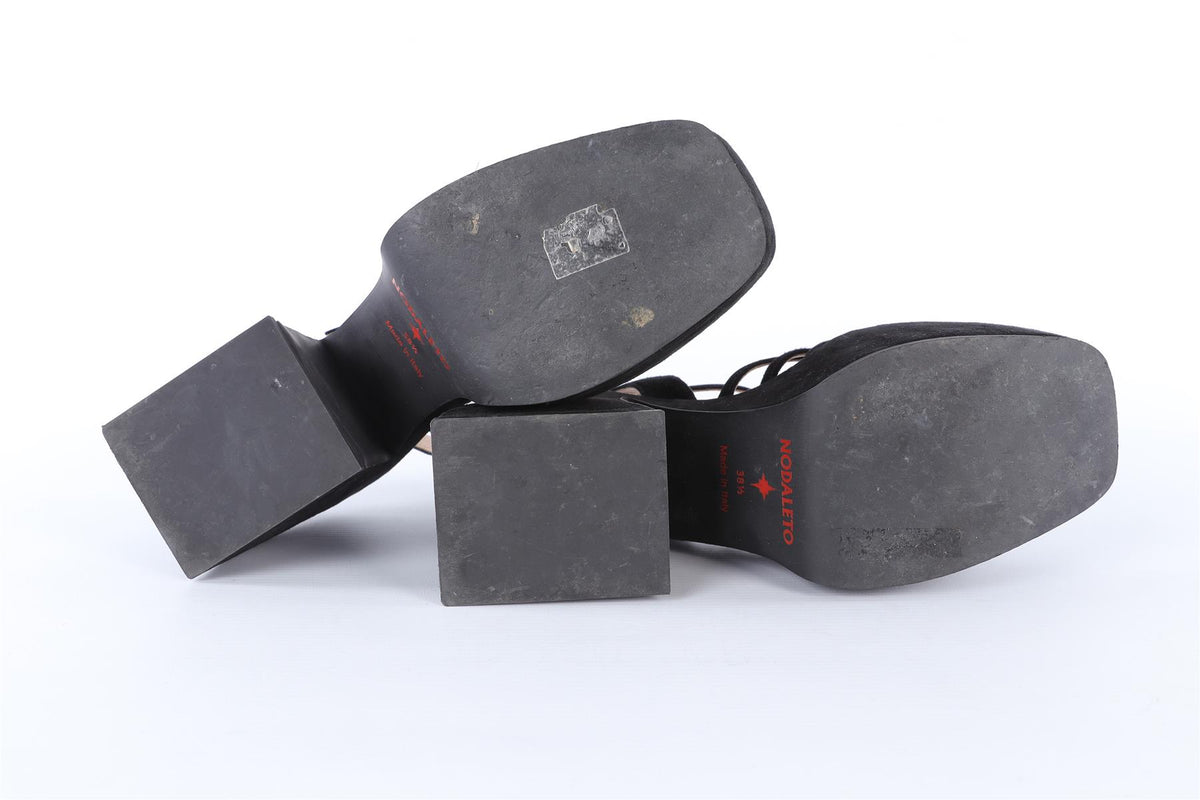 NODALETO BLACK SUEDE PLATFORM SANDALS EU 38.5 UK 5.5 US 8.5