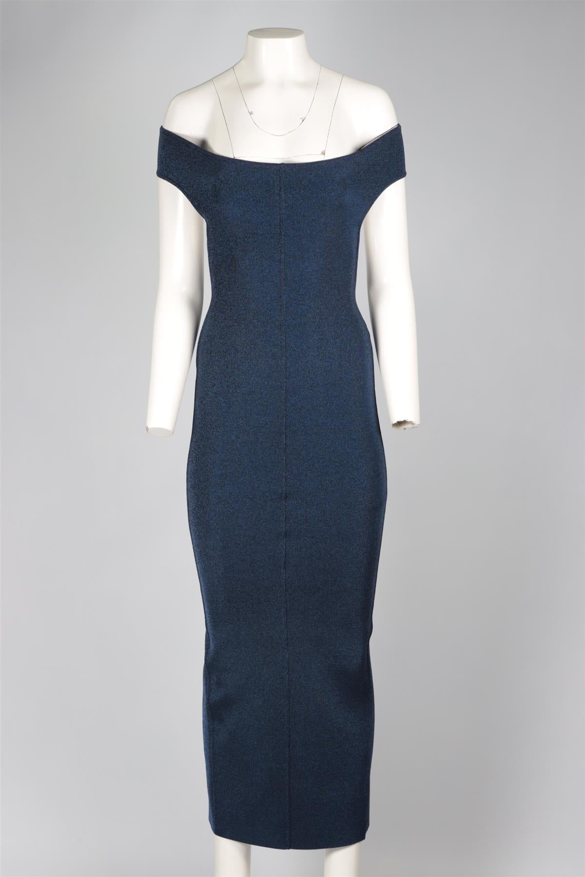 ALAÏA BLUE WOOL MAXI DRESS FR 36 UK 8