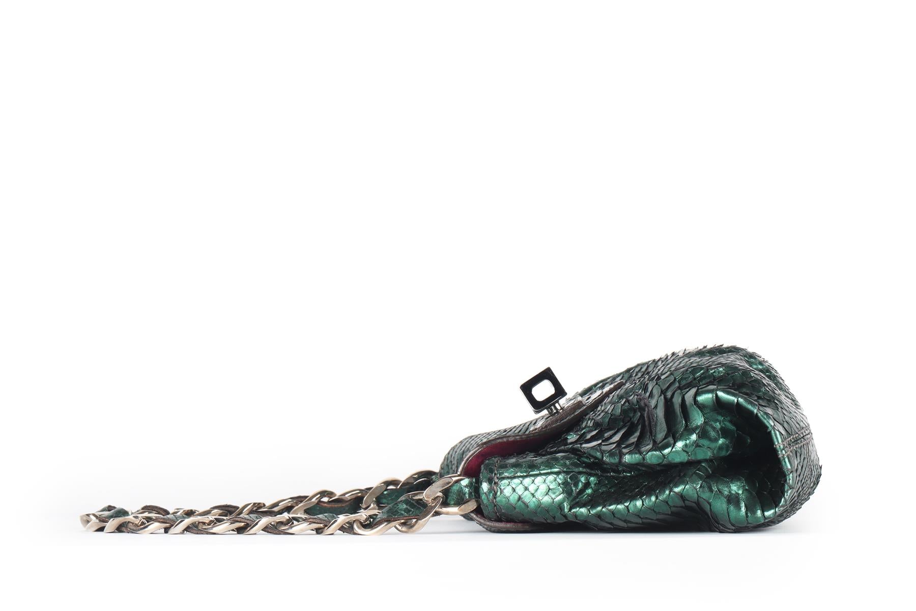 ZAGLIANI GREEN PYTHON SHOULDER BAG