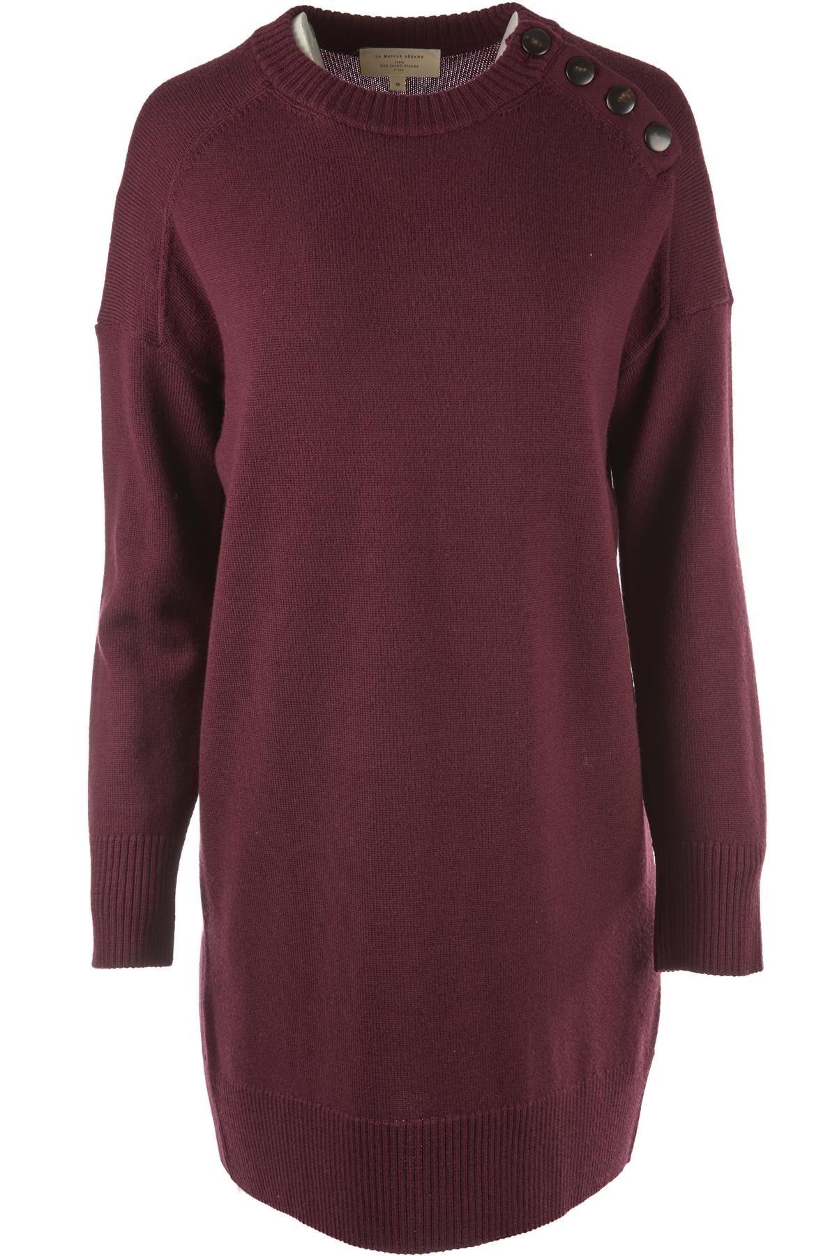 SEZANE BURGUNDY WOOL MINI DRESS MEDIUM