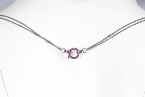 STEPHEN WEBSTER 18K WHITE GOLD RUBY QUARTZ AND PAVE DIAMOND CHAIN NECKLACE