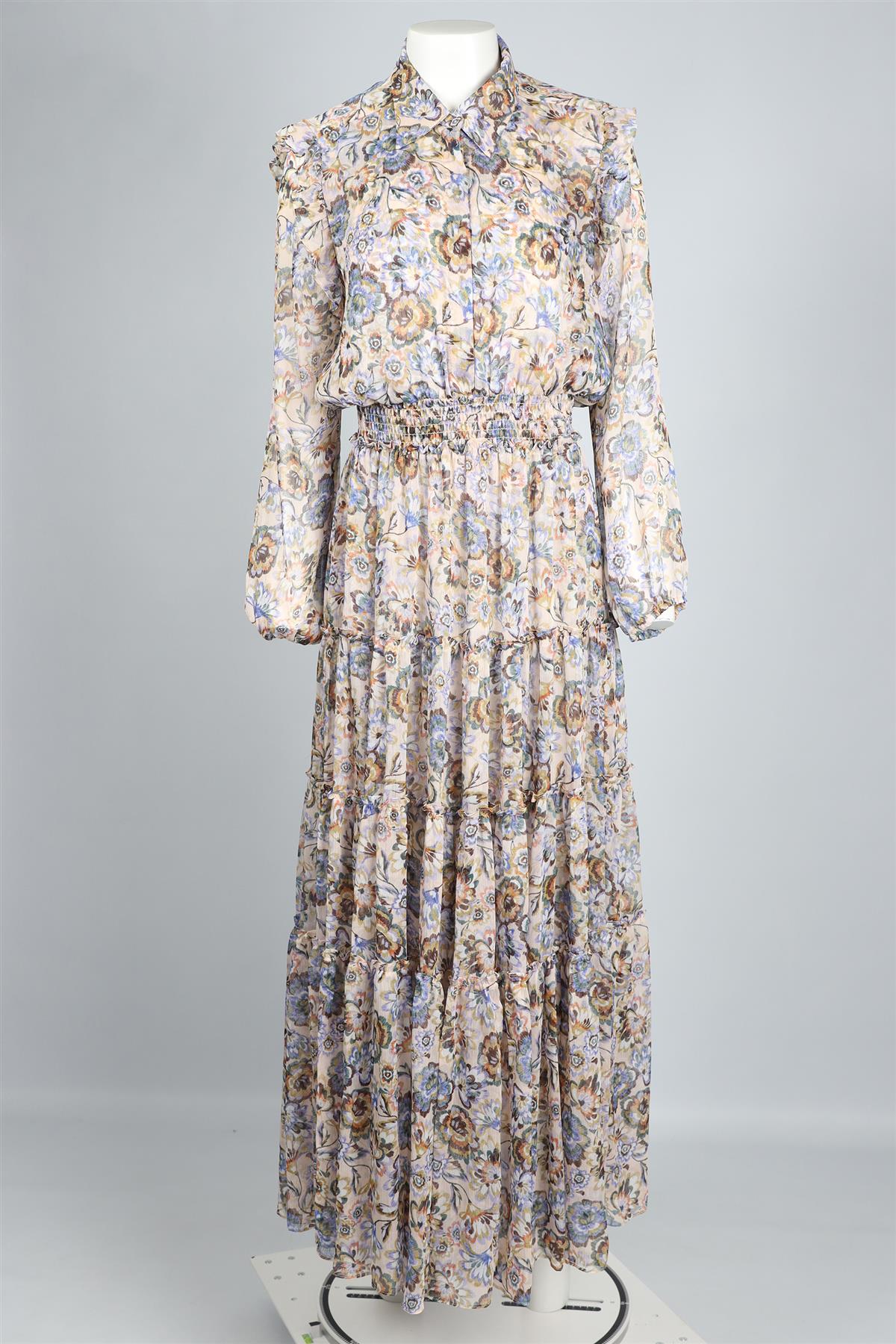 MISA LOS ANGELES BLUE CHIFFON MAXI DRESS MEDIUM