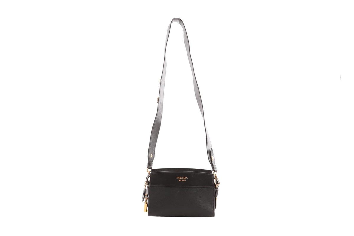 BLACK ESPLANADE SAFFIANO LEATHER SHOULDER BAG