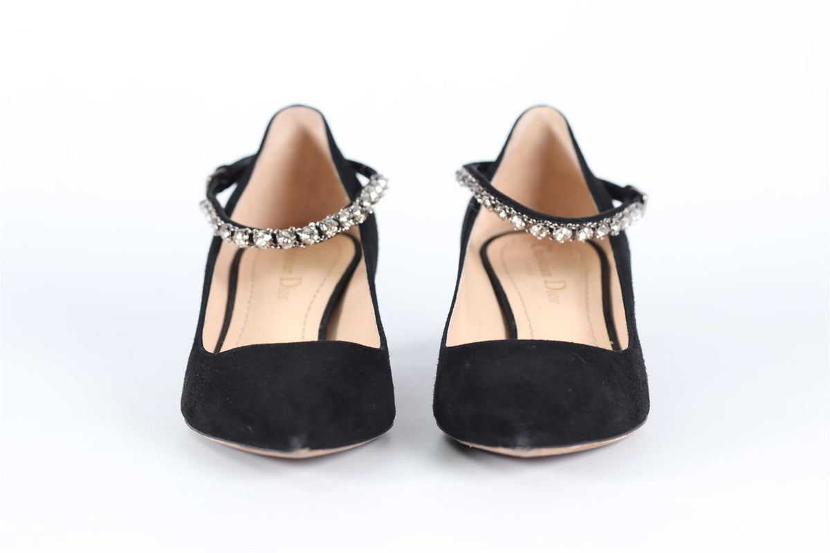 CHRISTIAN DIOR CRYSTAL AND SUEDE PUMPS EU 37 UK 4 US 7