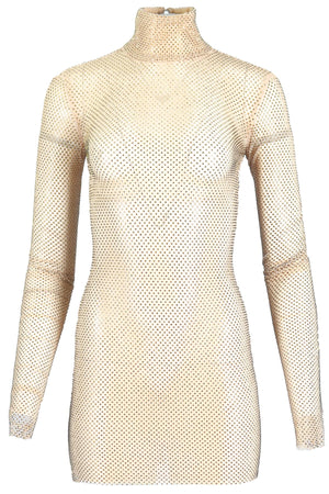 LAQUAN SMITH CRYSTAL AND MESH MINI DRESS SMALL LAQUAN SMITH CRYSTAL AND MESH MINI DRESS SMALL