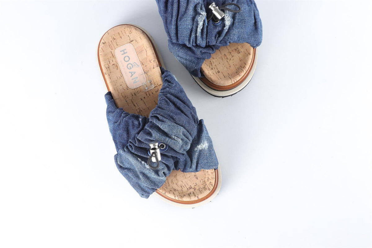 HOGAN BLUE DENIM SANDALS EU 37 UK 4 US 7
