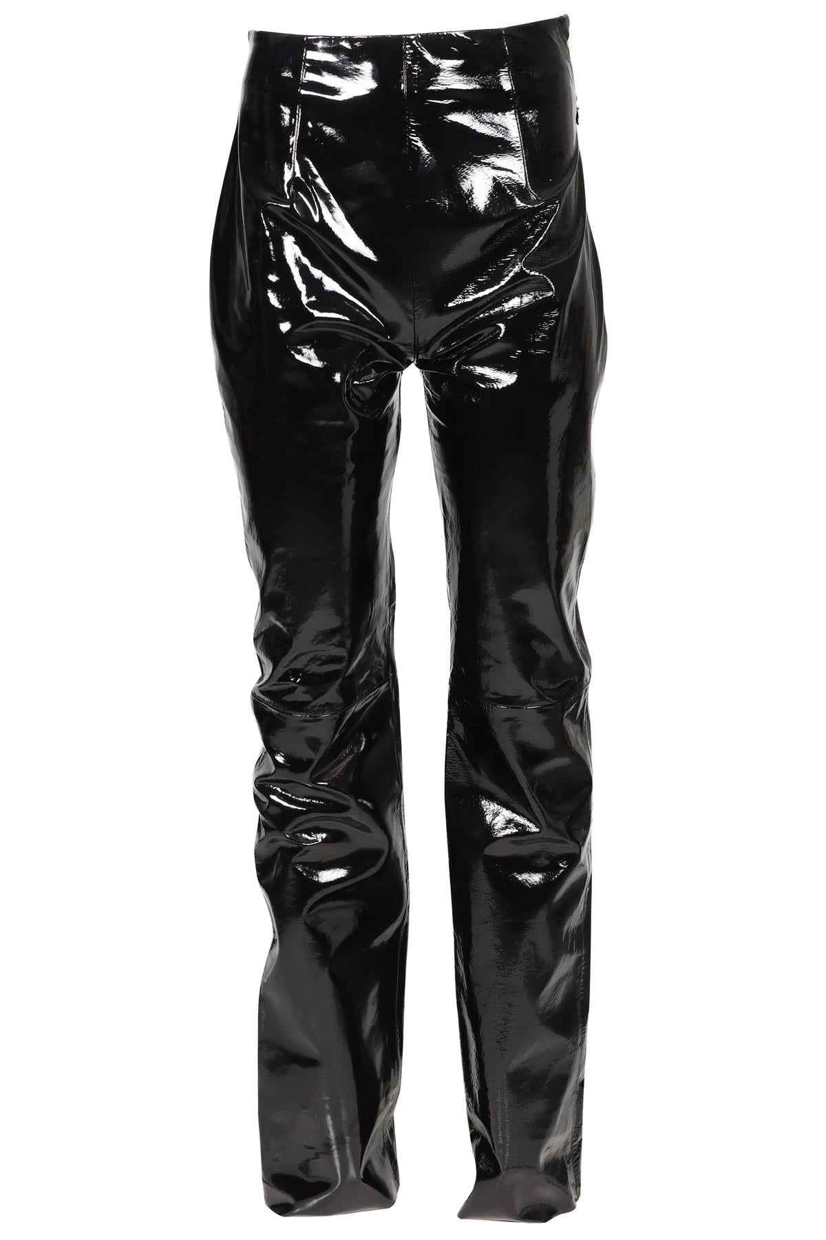 16ARLINGTON BLACK LEATHER STRAIGHT LEG PANTS UK 10