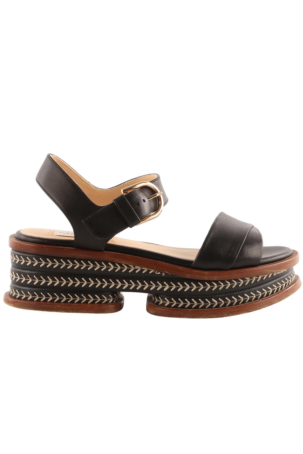 GABRIELA HEARST BLACK LEATHER PLATFORM SANDALS EU 38.5 UK 5.5 US 8.5