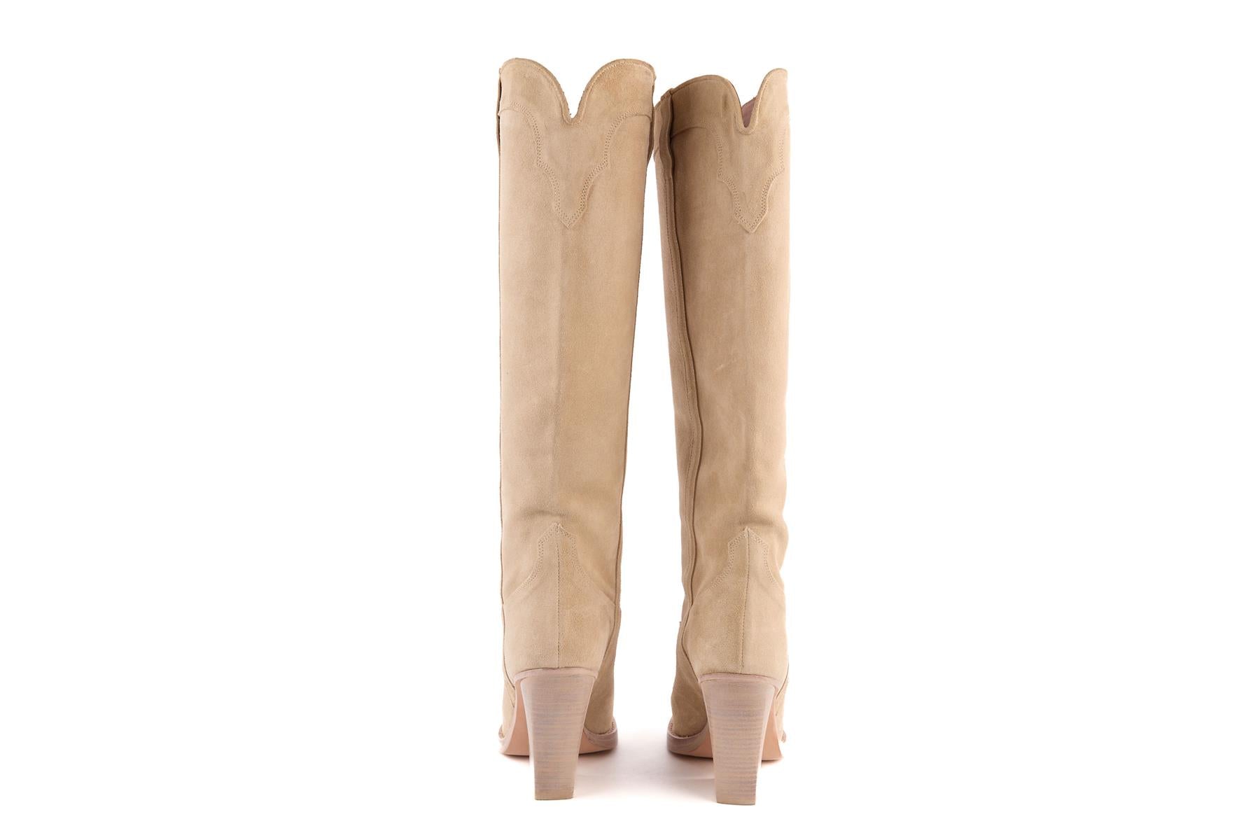 PARIS TEXAS ECRU SUEDE KNEE HIGH BOOTS EU 40 UK 7 US 10