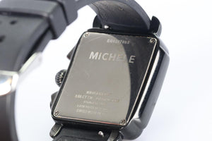 MICHELE DECO NOIR 33 MM STAINLESS STEEL AND RUBBER WRIST WATCH