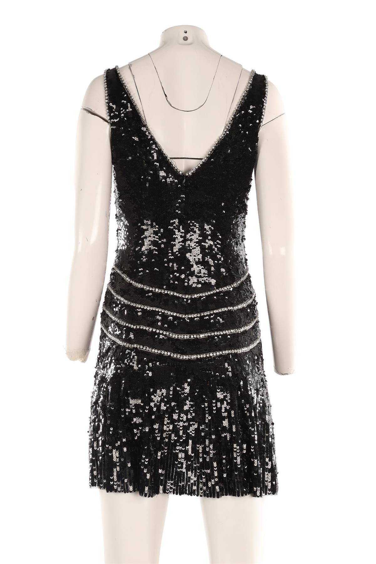 JENNY PACKHAM BLACK SEQUIN MINI DRESS UK 10