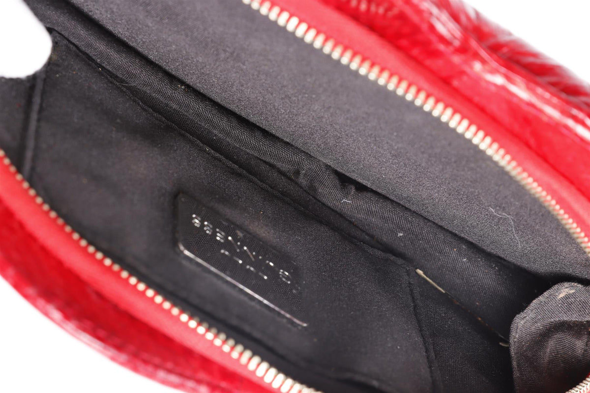 LULU GUINNESS RED LIPS SNAKESKIN CLUTCH