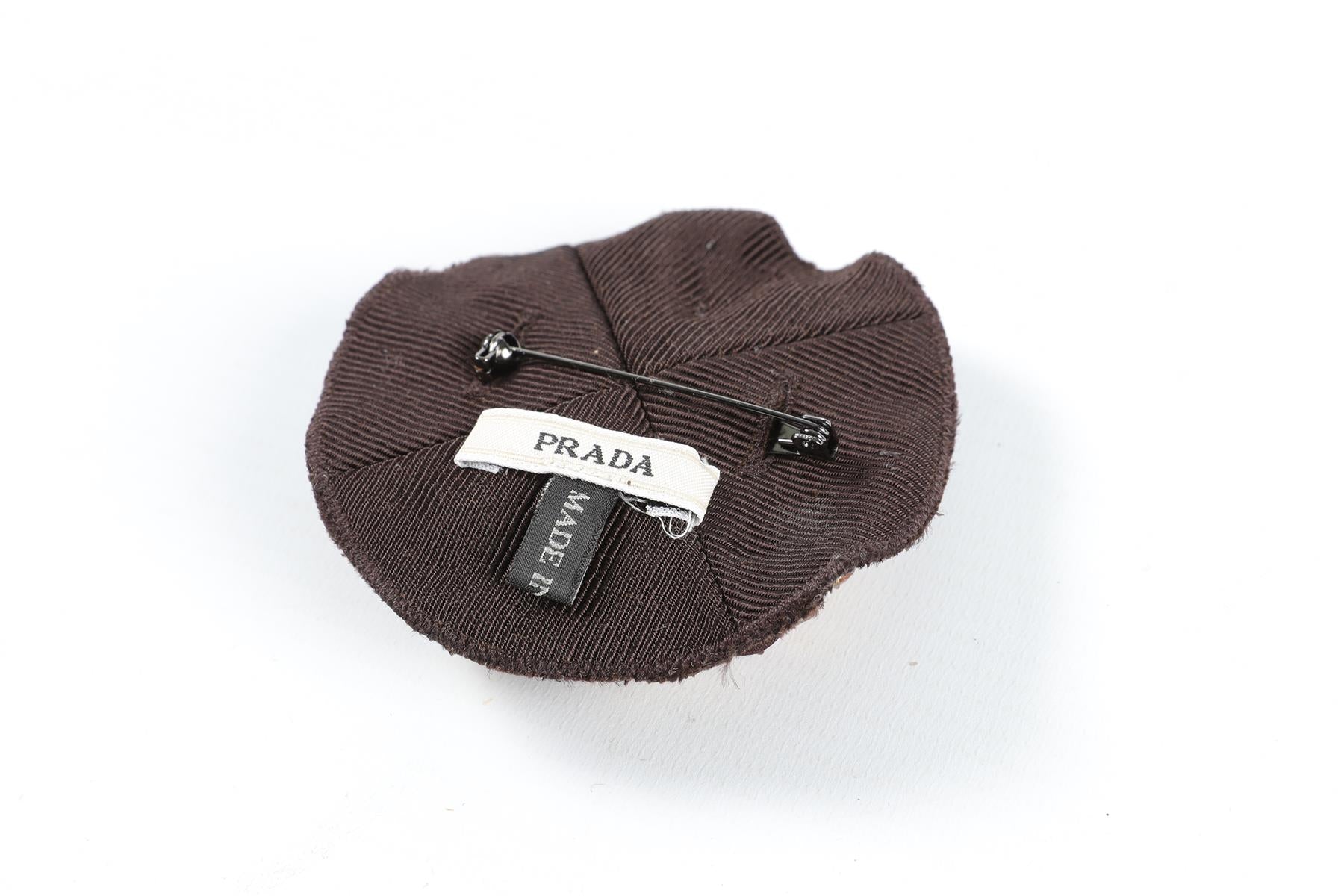 PRADA BROWN CRYSTAL BROOCH