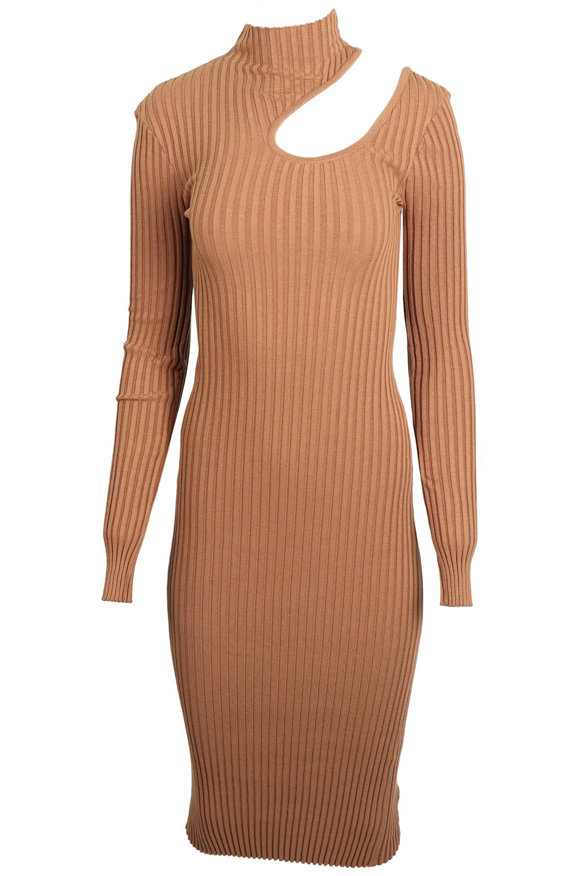 ANINE BING TAN COTTON BLEND MIDI DRESS XSMALL
