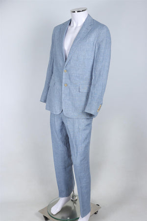 RALPH LAUREN PURPLE LABEL BLUE MEN'S LINEN TWO PIECE SUIT SMALL