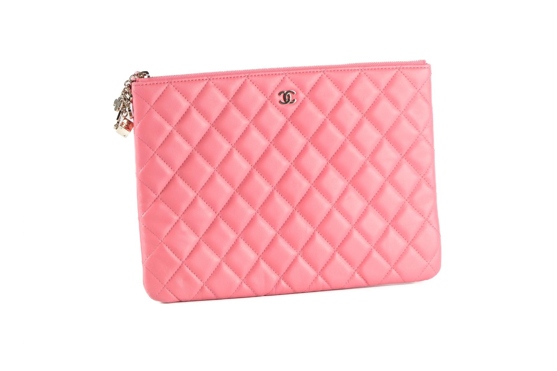 CHANEL PINK 2016 O-CASE MEDIUM CLUTCH BAG