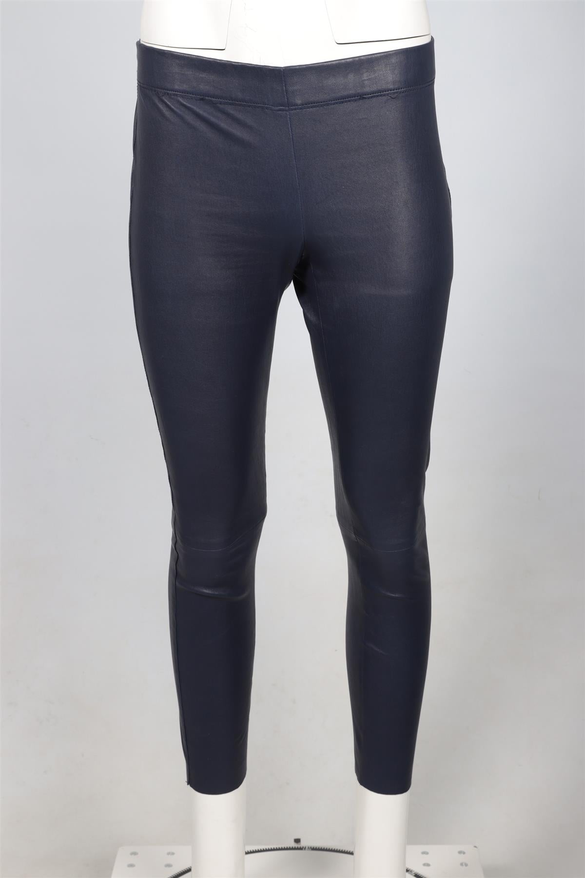 JOSEPH NAVY LEATHER SKINNY PANTS IT 36 UK 4