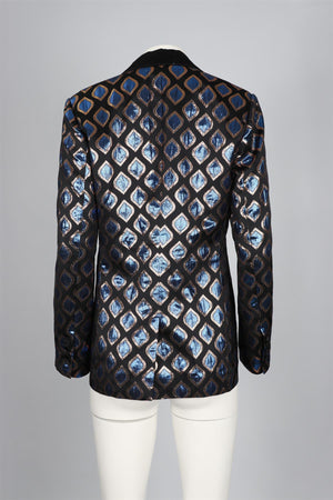 ETRO BLACK JACQUARD BLAZER IT 44 UK 12