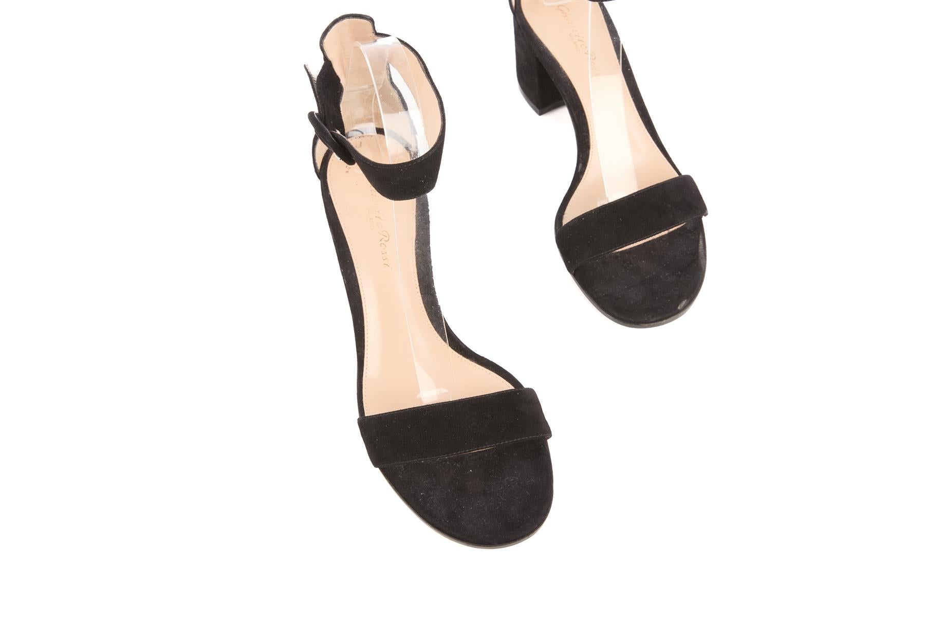 GIANVITO ROSSI BLACK SUEDE SANDALS EU 38 UK 5 US 8