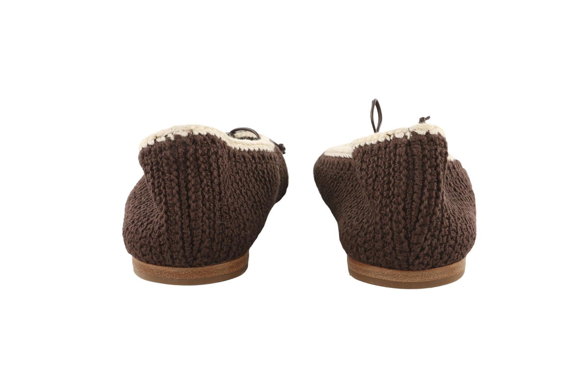 MIU MIU BROWN CROCHET BALLET FLATS EU 38.5 UK 5.5 US 8.5