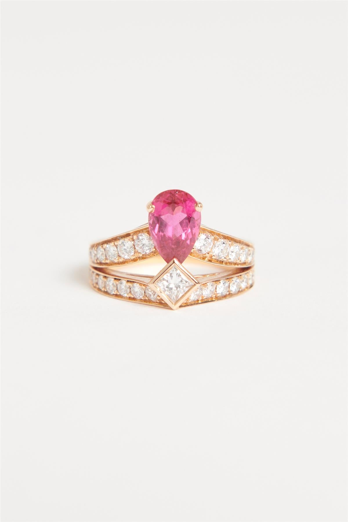 CHAUMET PINK JOSÉPHINE TIARA 18K ROSE GOLD, RUBELLITE AND DIAMOND RING