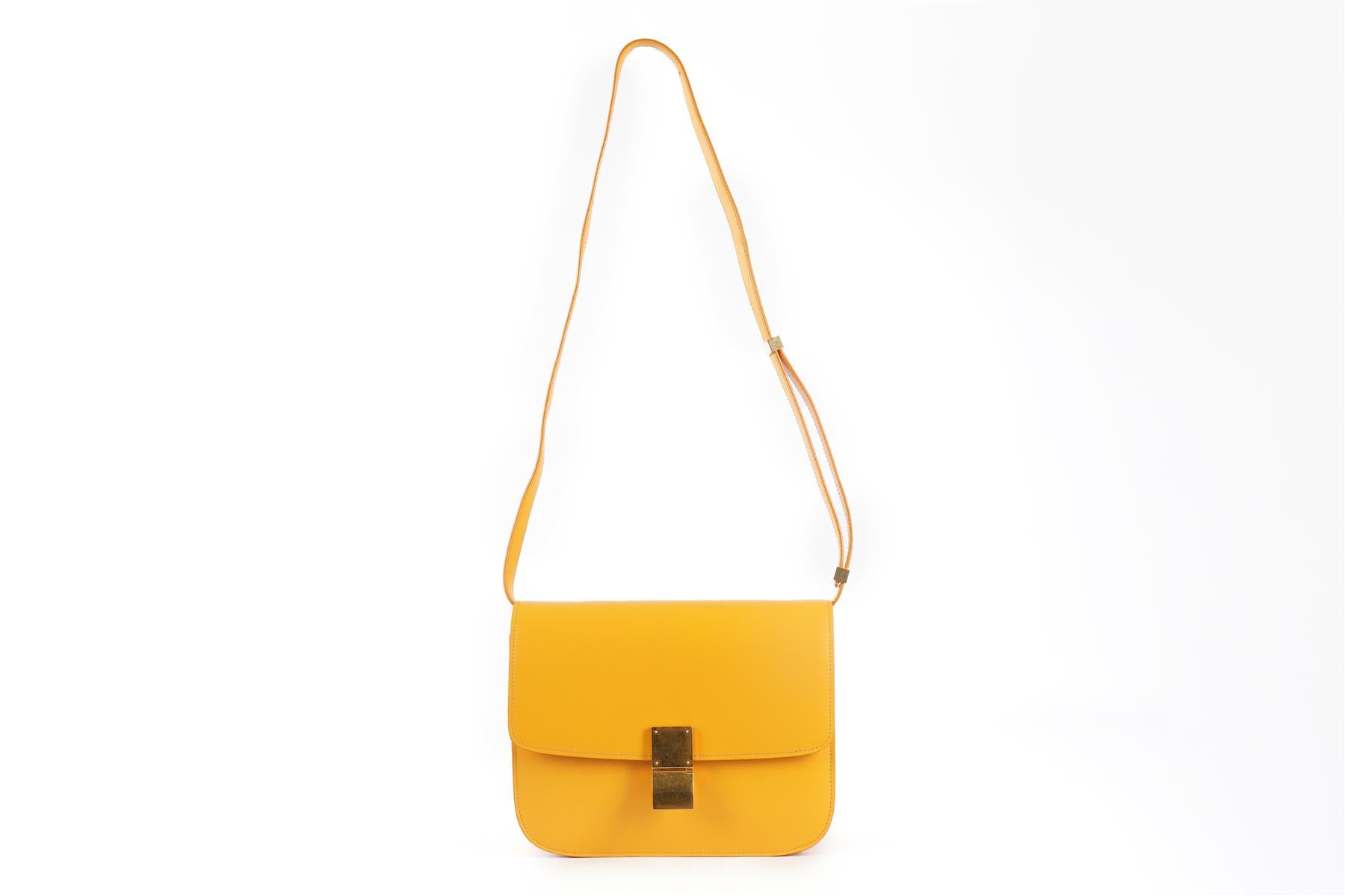 CELINE ORANGE CLASSIC BOX LEATHER SHOULDER BAG