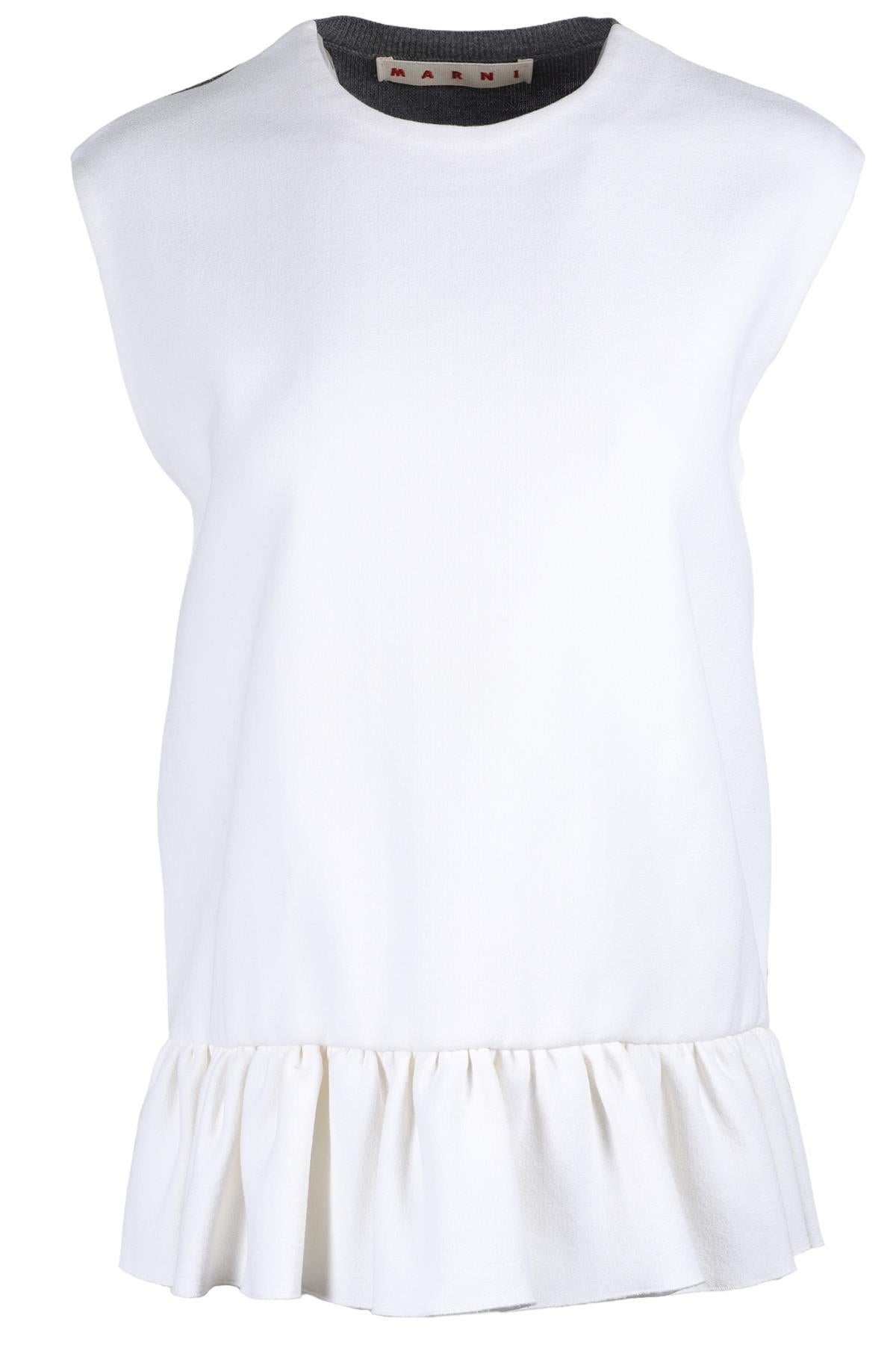 MARNI WHITE AND GREY WOOL TOP IT 42 UK 10